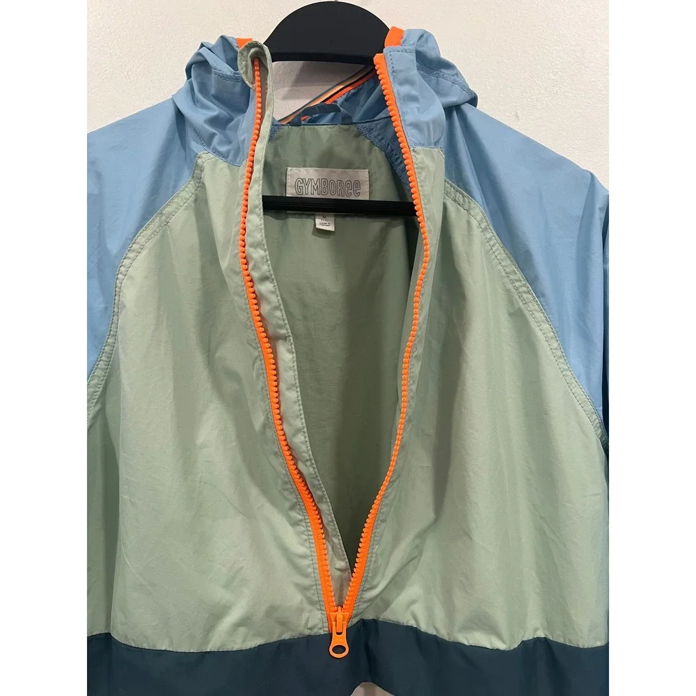 Gymboree Windbreaker Boys Multicolor Colorblock Half Zip Hooded Jacket Sz XL 14